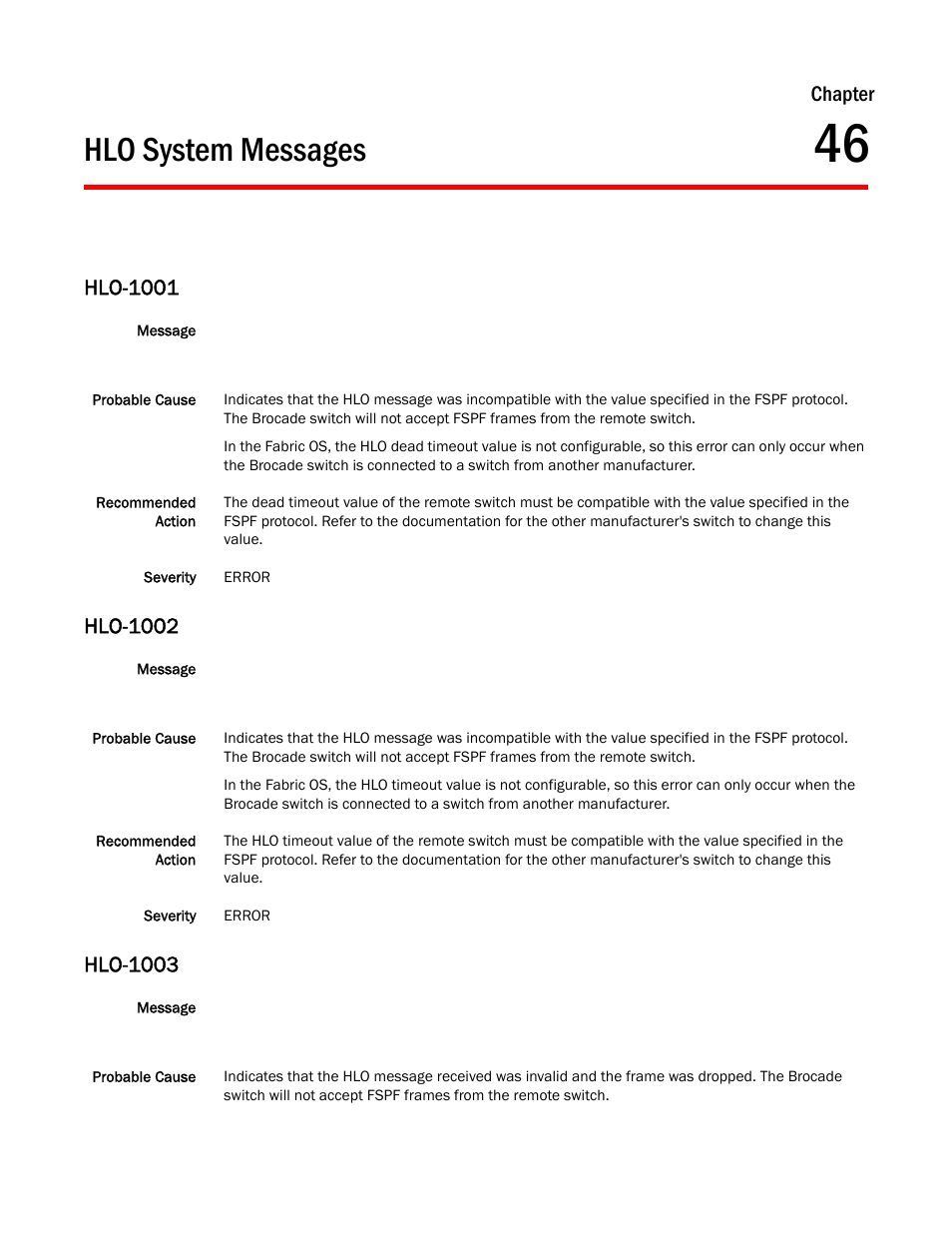 Hlo system messages, Chapter 46, Hlo-1001 | Hlo-1002, Hlo-1003, Chapter | Dell POWEREDGE M1000E User Manual | Page 459 / 842
