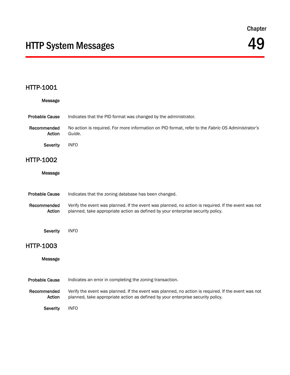 Http system messages, Chapter 49, Http-1001 | Http-1002, Http-1003, Chapter | Dell POWEREDGE M1000E User Manual | Page 467 / 842