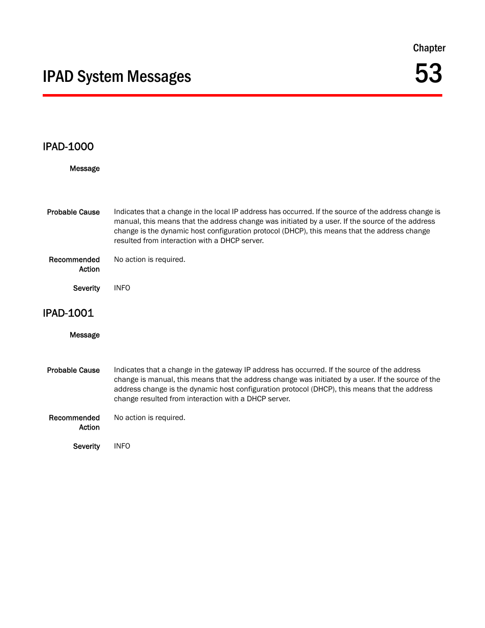 Ipad system messages, Chapter 53, Ipad-1000 | Ipad-1001, Chapter | Dell POWEREDGE M1000E User Manual | Page 477 / 842