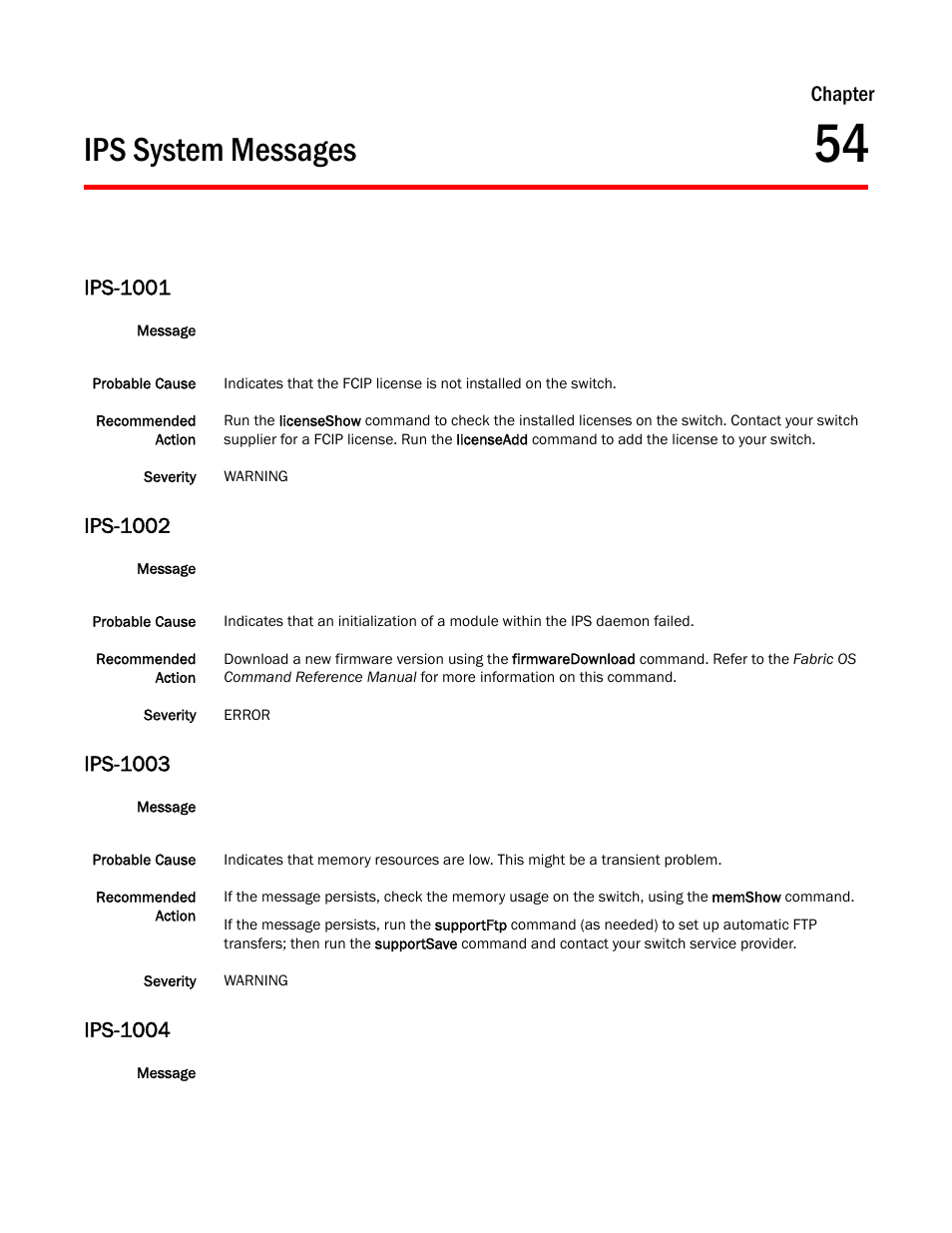 Ips system messages, Chapter 54, Ips-1001 | Ips-1002, Ips-1003, Ips-1004, Chapter | Dell POWEREDGE M1000E User Manual | Page 479 / 842