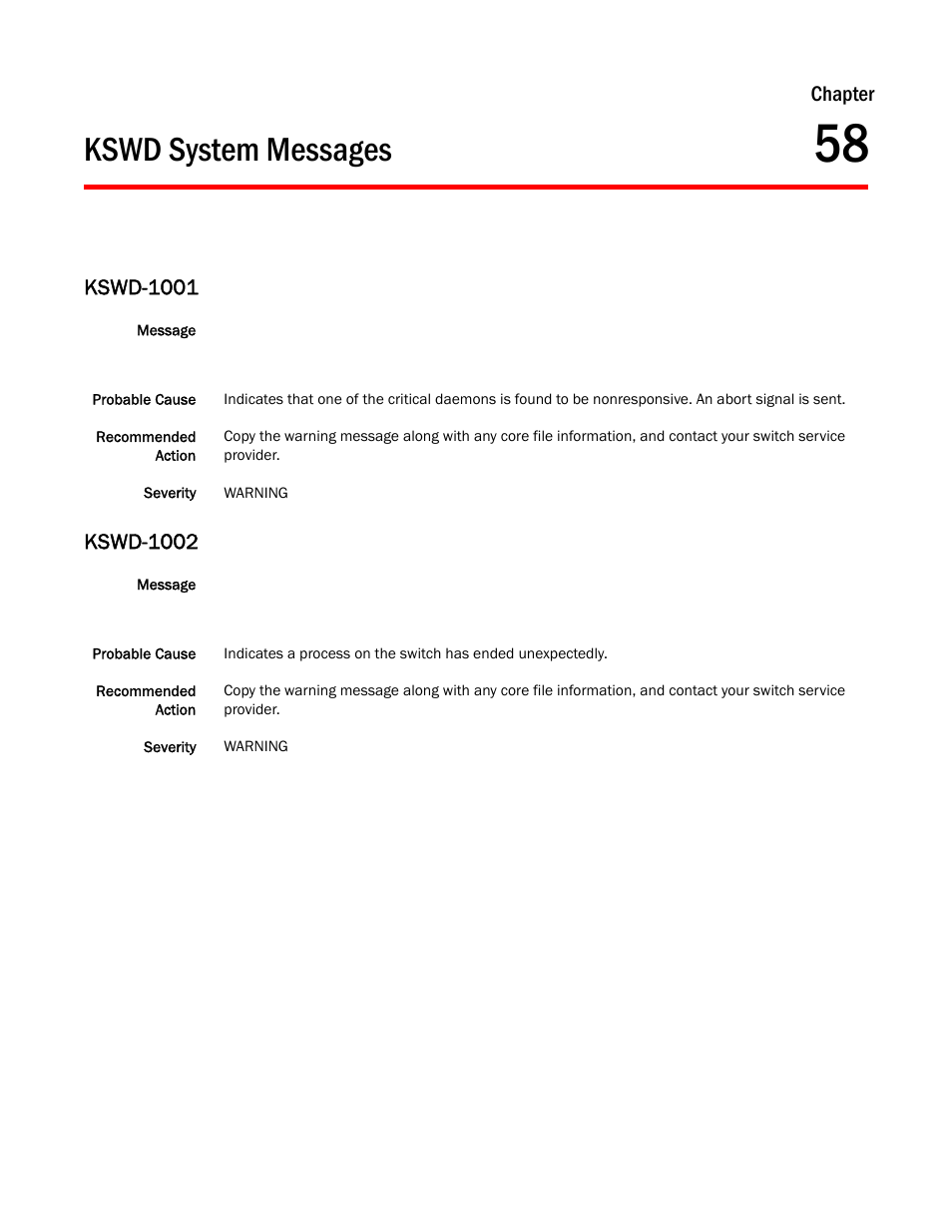 Kswd system messages, Chapter 58, Kswd-1001 | Kswd-1002, Chapter | Dell POWEREDGE M1000E User Manual | Page 489 / 842