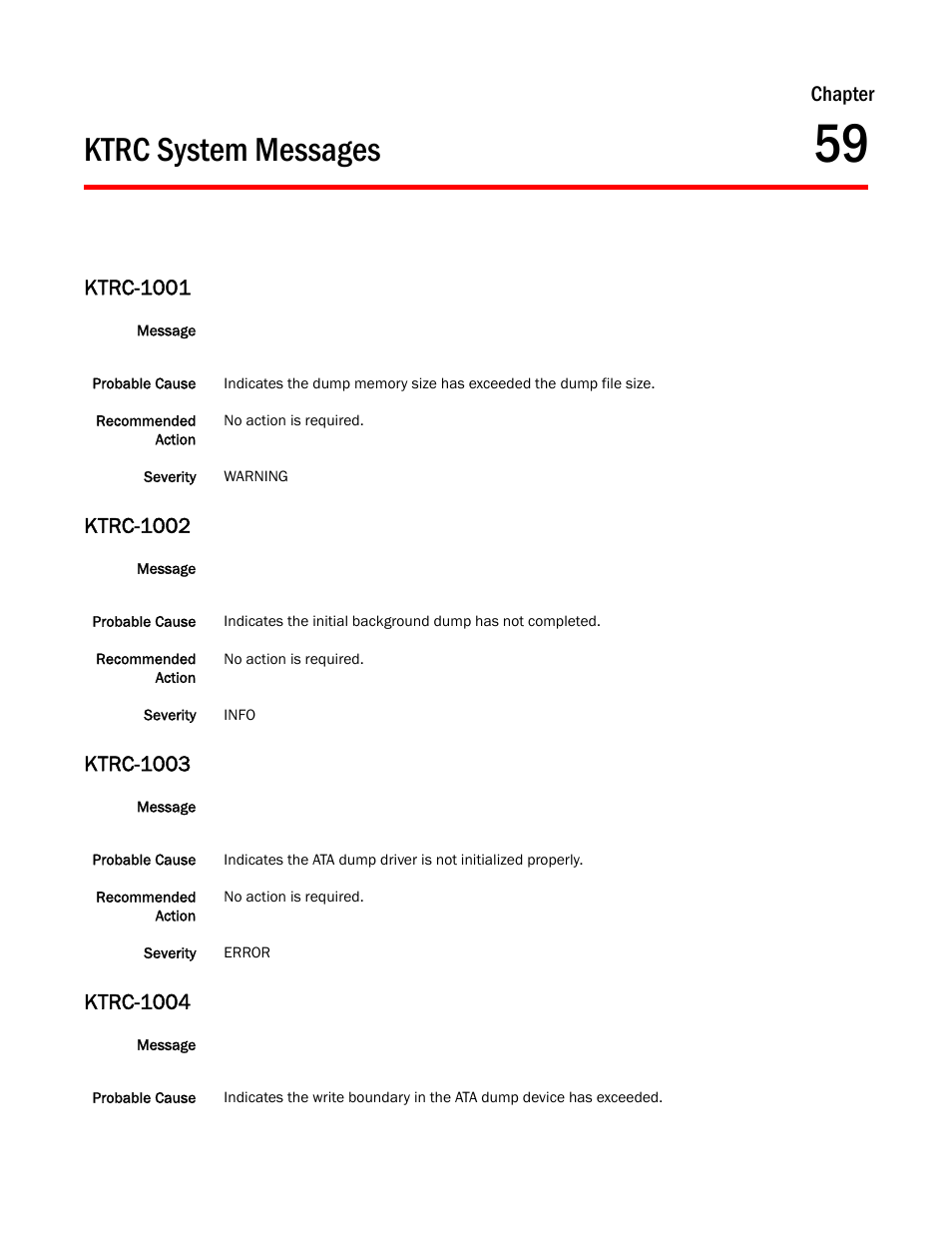 Ktrc system messages, Chapter 59, Ktrc-1001 | Ktrc-1002, Ktrc-1003, Ktrc-1004, Chapter | Dell POWEREDGE M1000E User Manual | Page 491 / 842