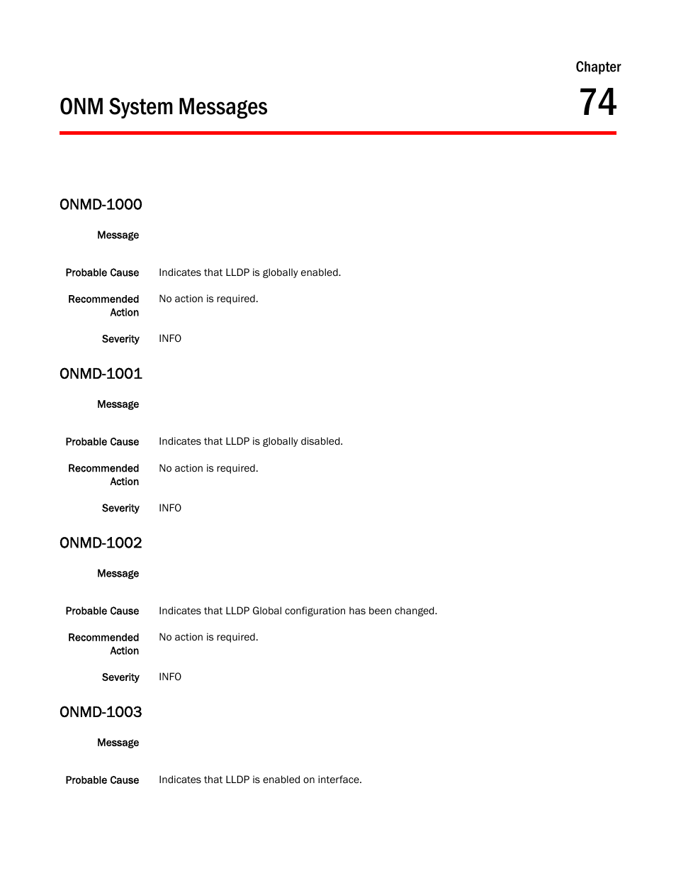 Onm system messages, Chapter 74, Onmd-1000 | Onmd-1001, Onmd-1002, Onmd-1003, Chapter | Dell POWEREDGE M1000E User Manual | Page 533 / 842