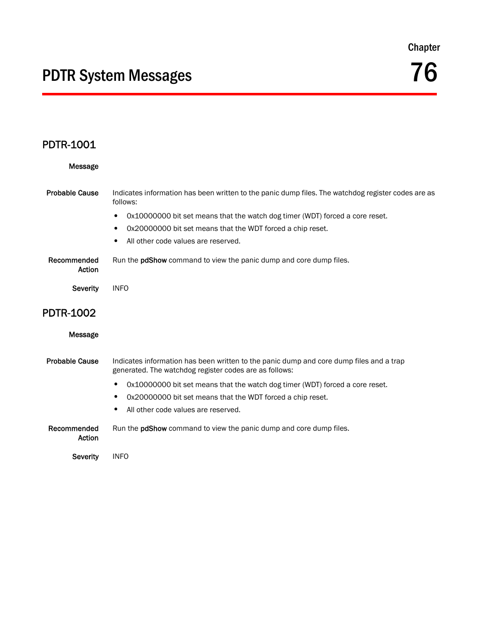 Pdtr system messages, Chapter 76, Pdtr-1001 | Pdtr-1002, Chapter | Dell POWEREDGE M1000E User Manual | Page 541 / 842