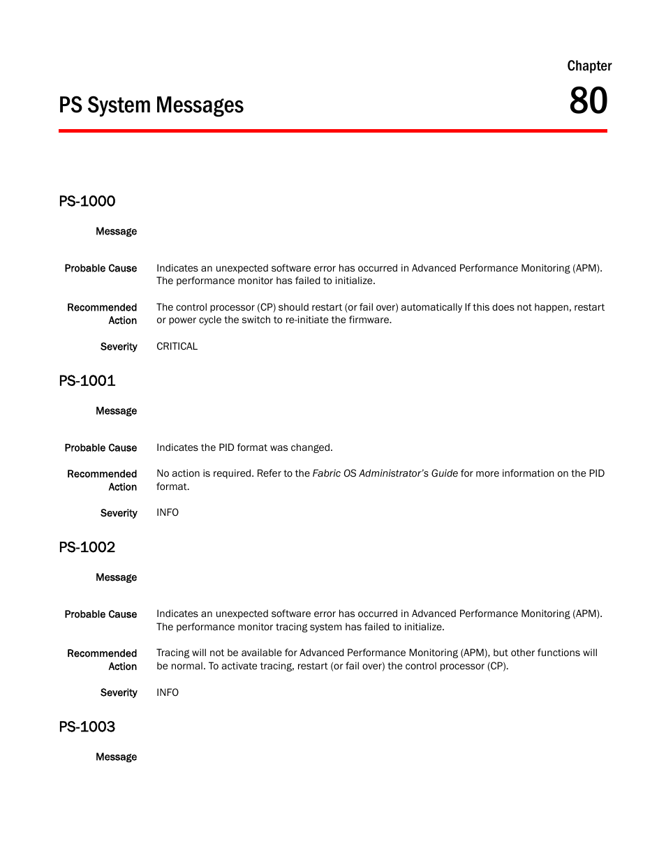 Ps system messages, Chapter 80, Ps-1000 | Ps-1001, Ps-1002, Ps-1003, Chapter | Dell POWEREDGE M1000E User Manual | Page 553 / 842