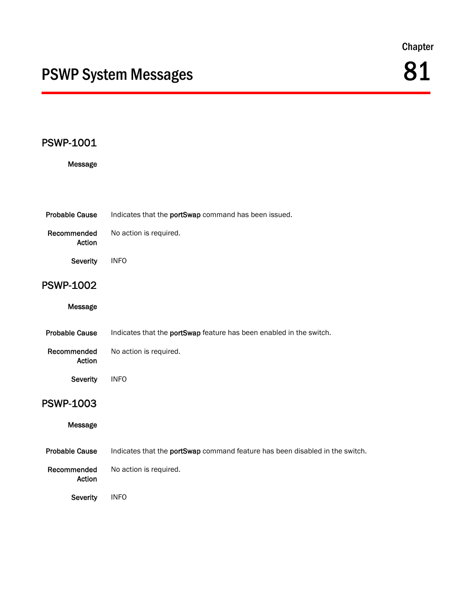 Pswp system messages, Chapter 81, Pswp-1001 | Pswp-1002, Pswp-1003, Chapter | Dell POWEREDGE M1000E User Manual | Page 557 / 842