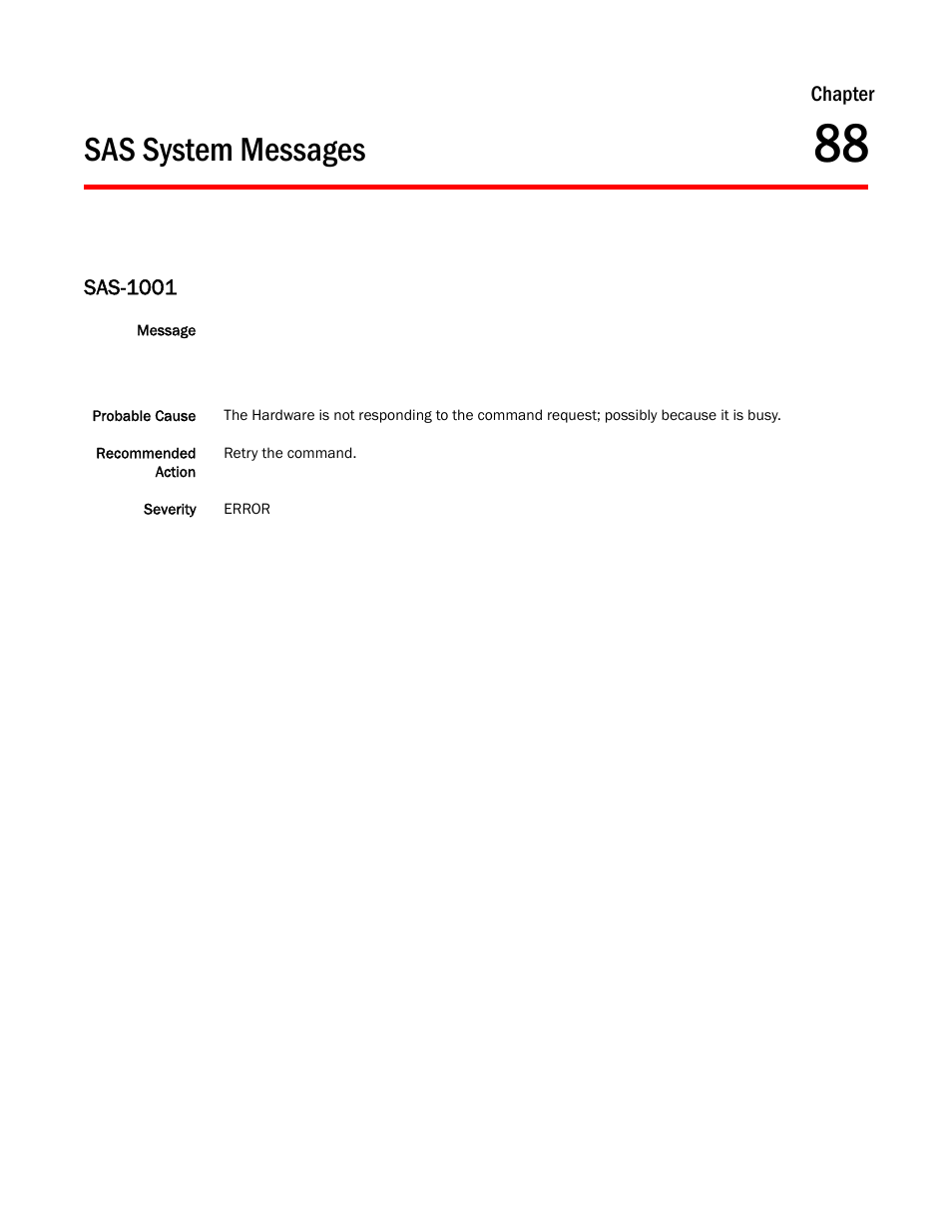 Sas system messages, Chapter 88, Sas-1001 | Dell POWEREDGE M1000E User Manual | Page 575 / 842