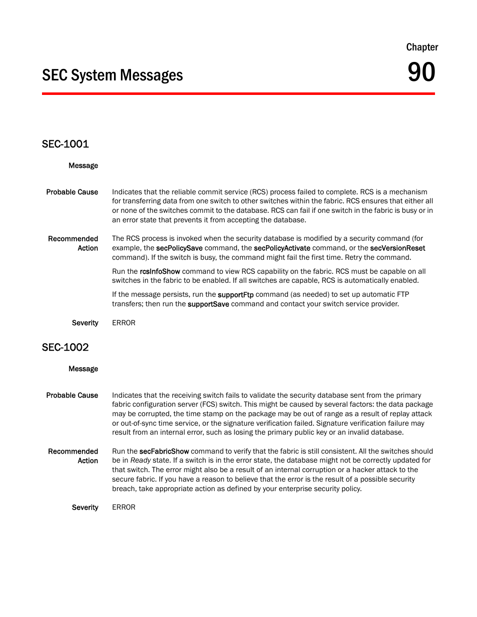 Sec system messages, Chapter 90, Sec-1001 | Sec-1002, Chapter | Dell POWEREDGE M1000E User Manual | Page 579 / 842
