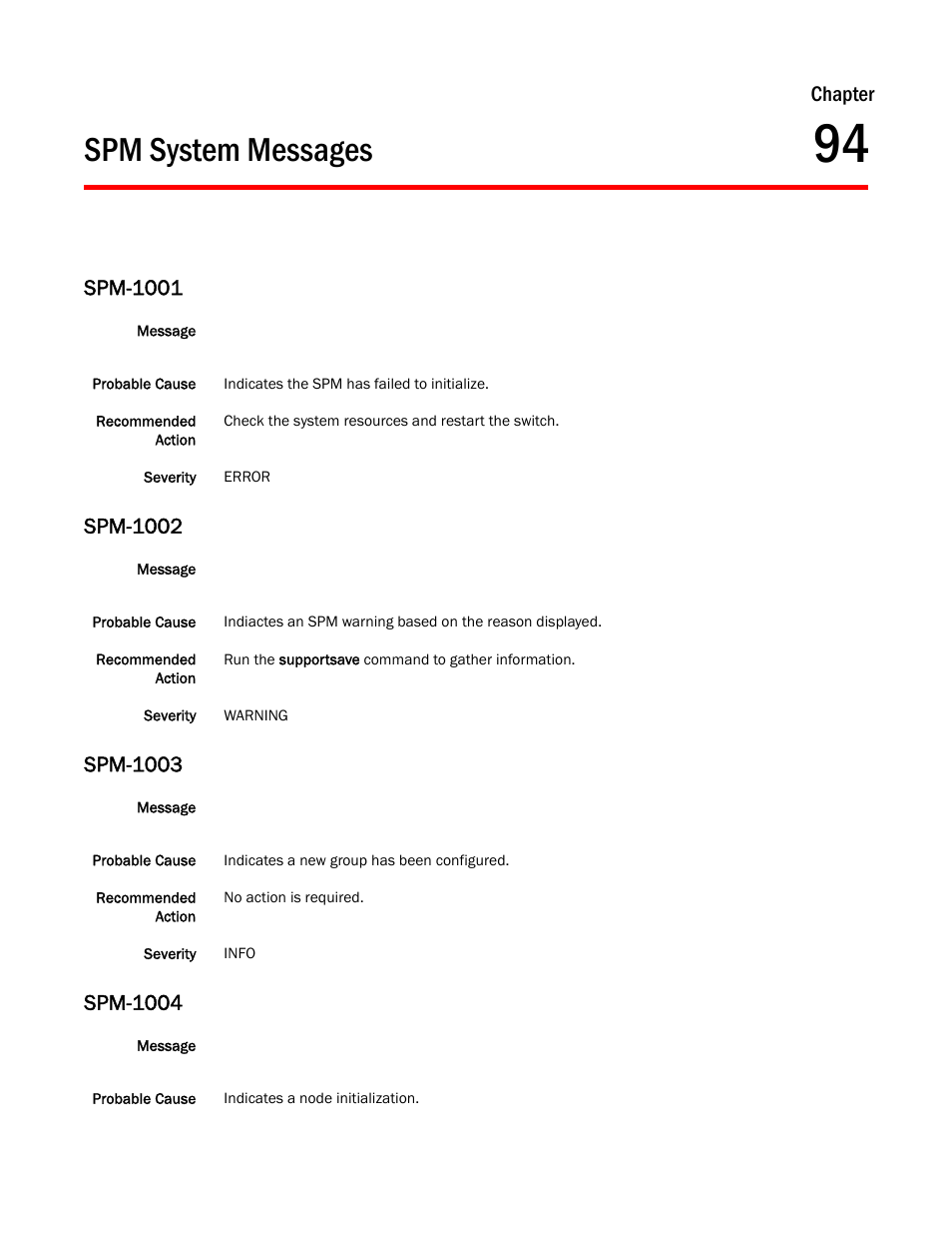 Spm system messages, Chapter 94, Spm-1001 | Spm-1002, Spm-1003, Spm-1004, Chapter | Dell POWEREDGE M1000E User Manual | Page 657 / 842