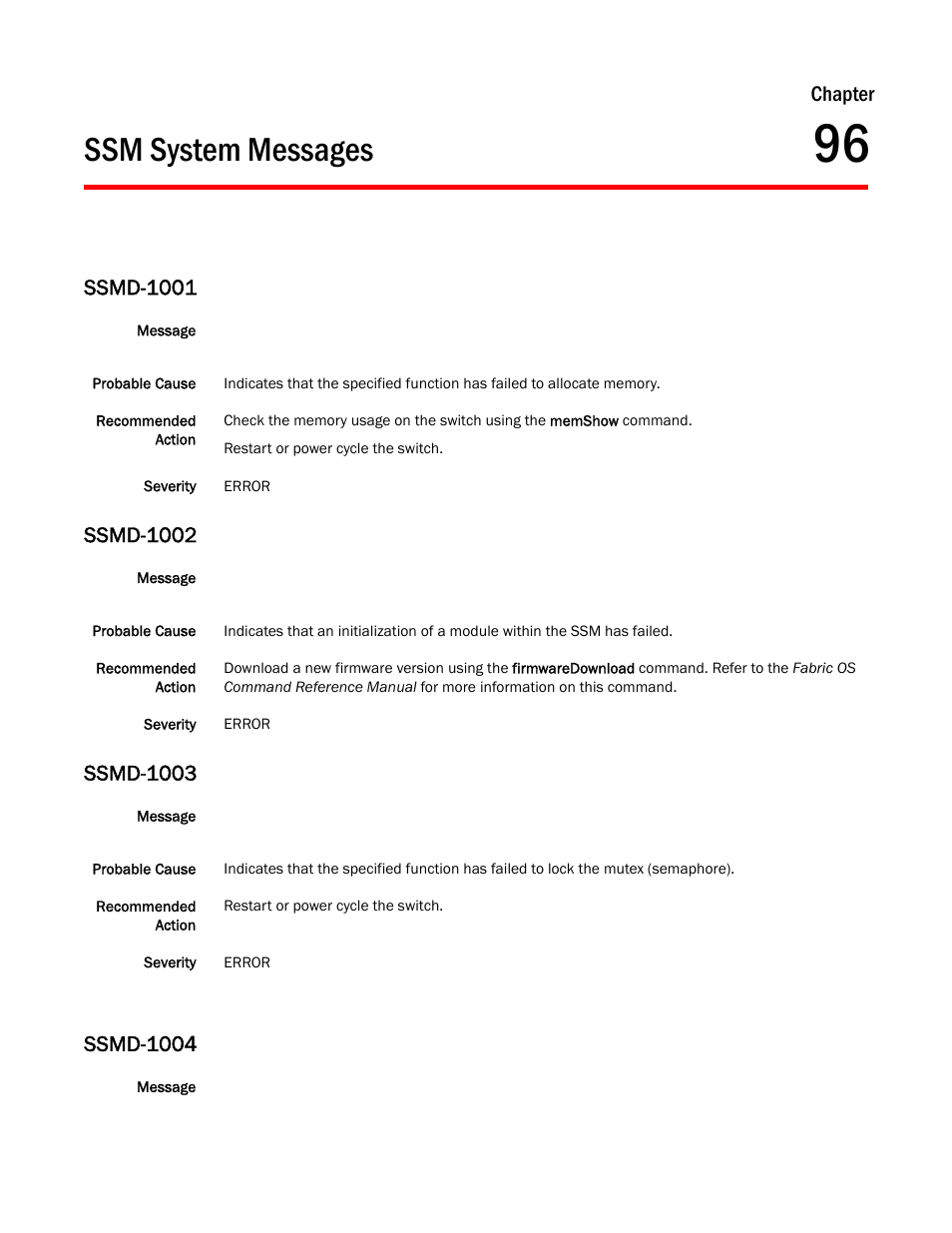 Ssm system messages, Chapter 96, Ssmd-1001 | Ssmd-1002, Ssmd-1003, Ssmd-1004, Chapter | Dell POWEREDGE M1000E User Manual | Page 673 / 842