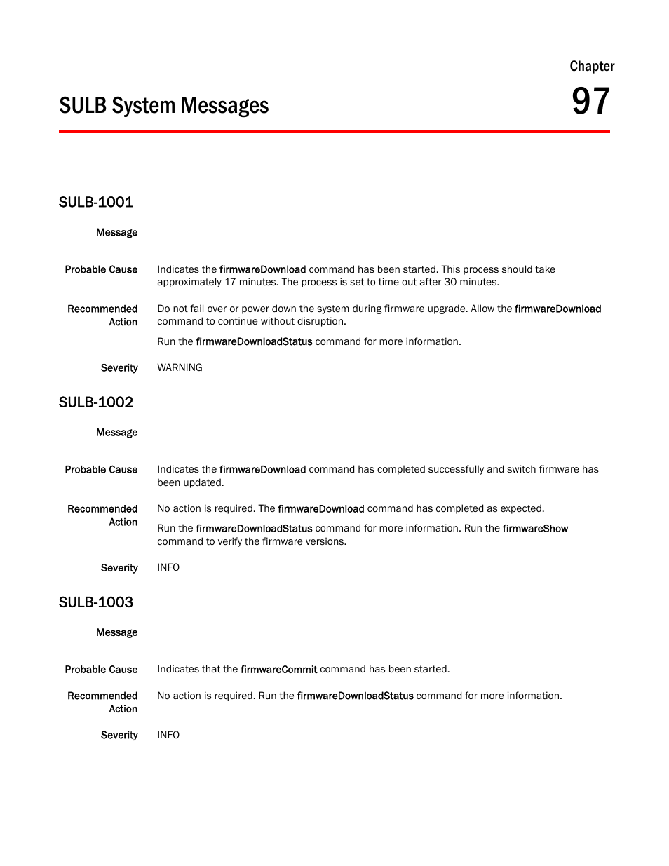 Sulb system messages, Chapter 97, Sulb-1001 | Sulb-1002, Sulb-1003, Chapter | Dell POWEREDGE M1000E User Manual | Page 683 / 842