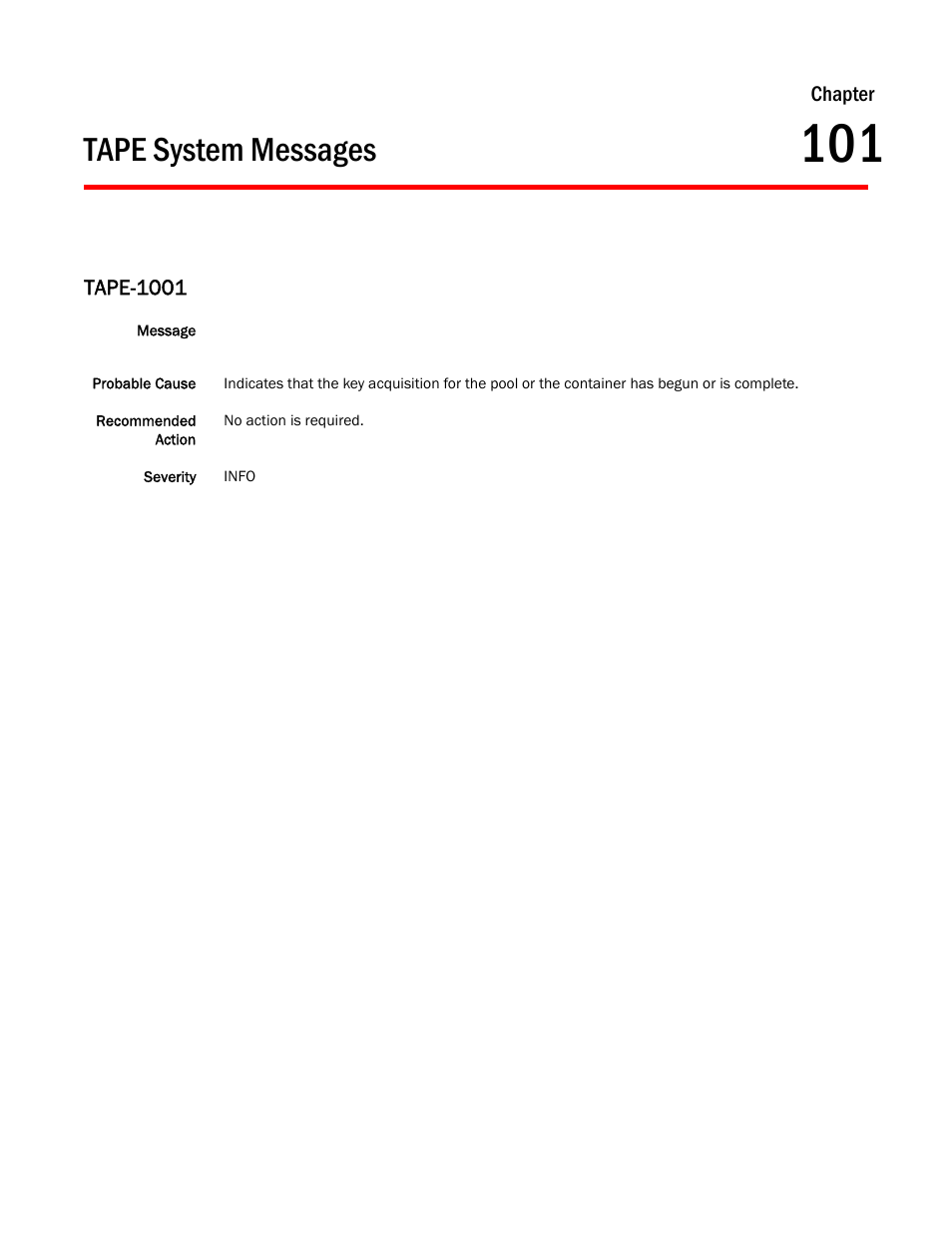 Tape system messages, Chapter 101 tape system messages, Tape-1001 | Dell POWEREDGE M1000E User Manual | Page 709 / 842