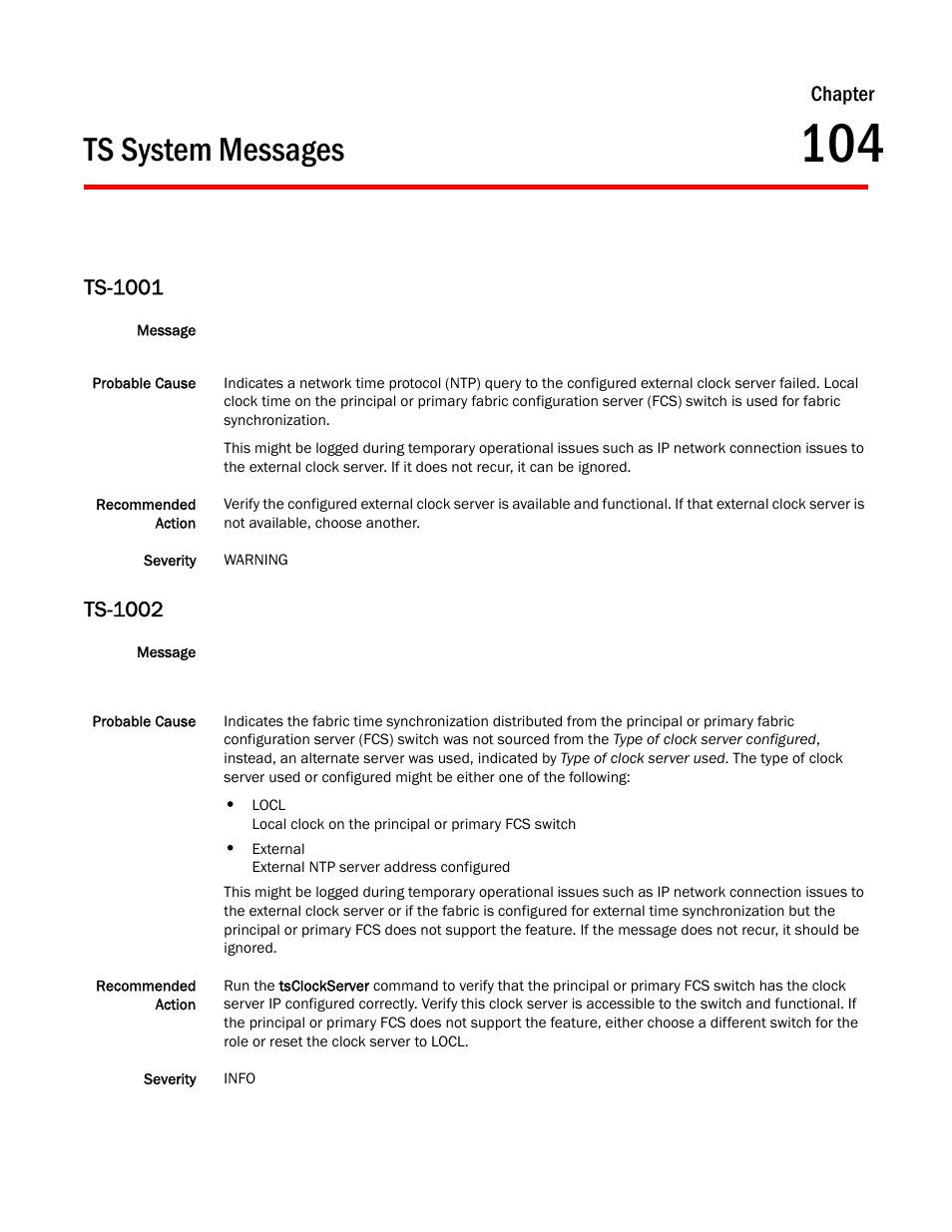 Ts system messages, Chapter 104 ts system messages, Ts-1001 | Ts-1002, Chapter | Dell POWEREDGE M1000E User Manual | Page 717 / 842