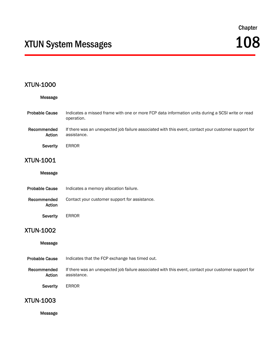 Xtun system messages, Chapter 108 xtun system messages, Xtun-1000 | Xtun-1001, Xtun-1002, Xtun-1003, Chapter | Dell POWEREDGE M1000E User Manual | Page 725 / 842