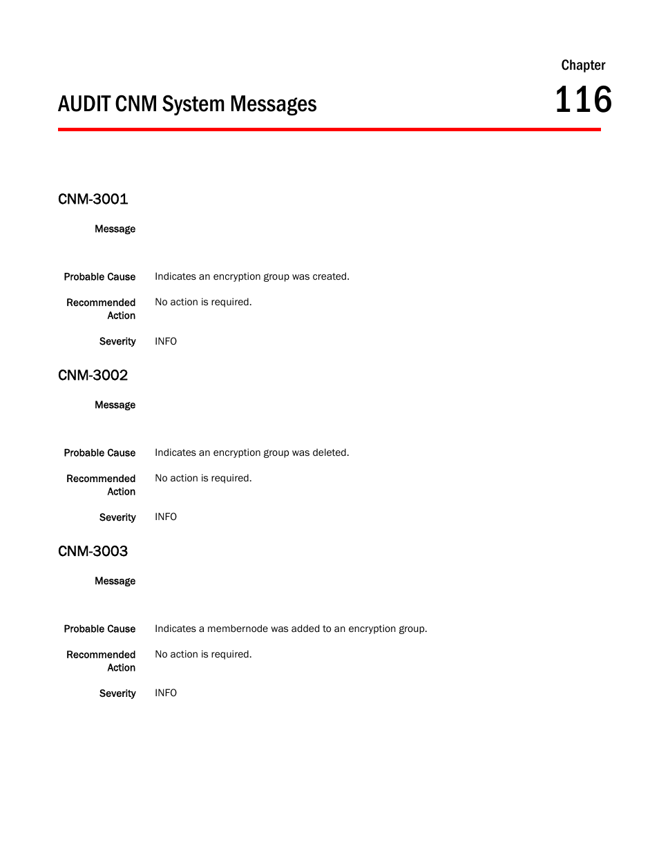 Audit cnm system messages, Chapter 116 audit cnm system messages, Cnm-3001 | Cnm-3002, Cnm-3003, Chapter | Dell POWEREDGE M1000E User Manual | Page 761 / 842