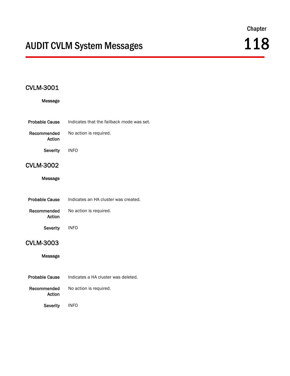 Audit cvlm system messages, Chapter 118 audit cvlm system messages, Cvlm-3001 | Cvlm-3002, Cvlm-3003, Chapter | Dell POWEREDGE M1000E User Manual | Page 767 / 842