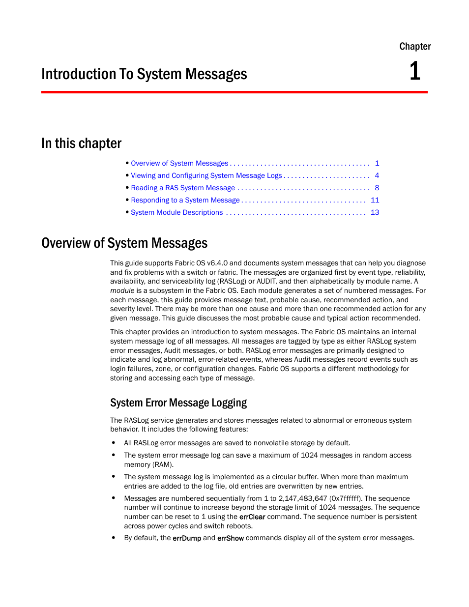 Introduction to system messages, In this chapter, Overview of system messages | System error message logging, Chapter 1, Chapter 1, “introduction to system messages | Dell POWEREDGE M1000E User Manual | Page 77 / 842