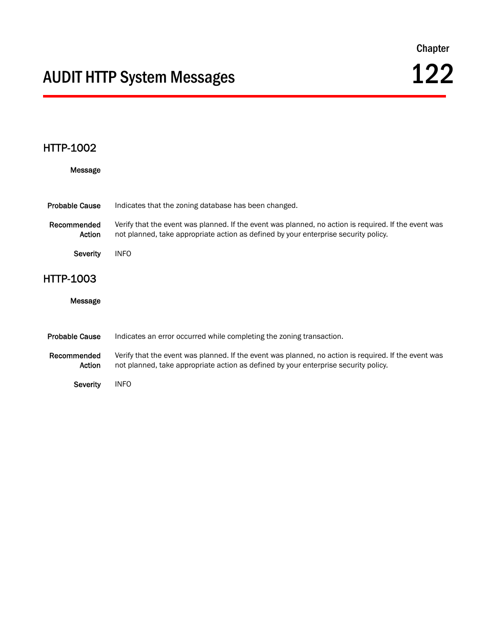 Audit http system messages, Chapter 122 audit http system messages, Http-1002 | Http-1003, Chapter | Dell POWEREDGE M1000E User Manual | Page 781 / 842