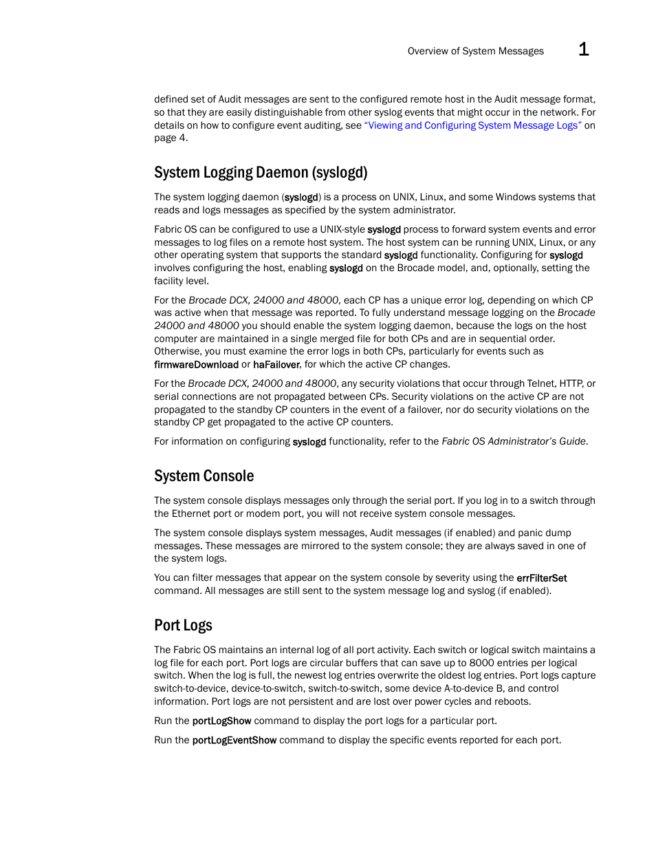 System logging daemon (syslogd), System console, Port logs | System logging daemon, Syslogd) | Dell POWEREDGE M1000E User Manual | Page 79 / 842