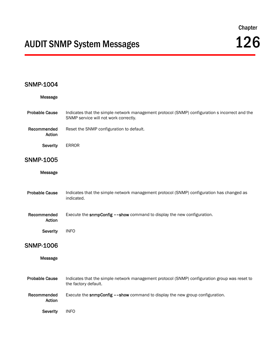 Audit snmp system messages, Chapter 126 audit snmp system messages, Snmp-1004 | Snmp-1005, Snmp-1006, Chapter | Dell POWEREDGE M1000E User Manual | Page 805 / 842
