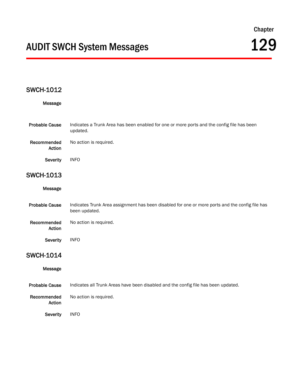Audit swch system messages, Chapter 129 audit swch system messages, Swch-1012 | Swch-1013, Swch-1014, Chapter | Dell POWEREDGE M1000E User Manual | Page 829 / 842