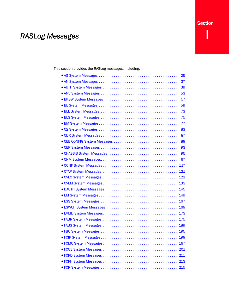 Raslog messages, Section i | Dell POWEREDGE M1000E User Manual | Page 97 / 842