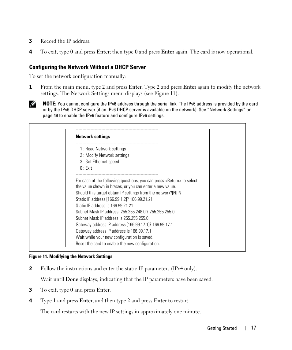 Configuring the network without a dhcp server | Dell UPS 4200R User Manual | Page 17 / 88