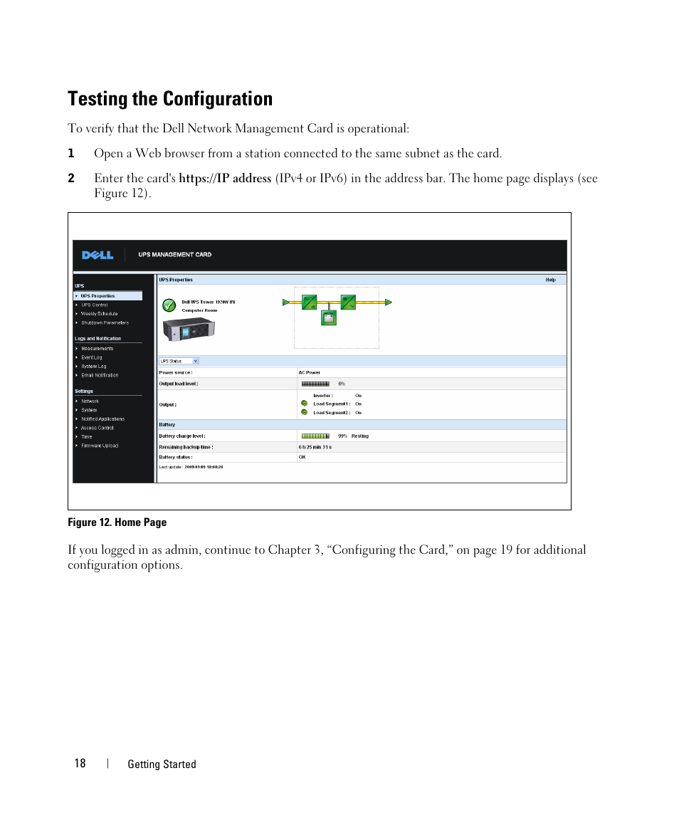 Testing the configuration | Dell UPS 4200R User Manual | Page 18 / 88