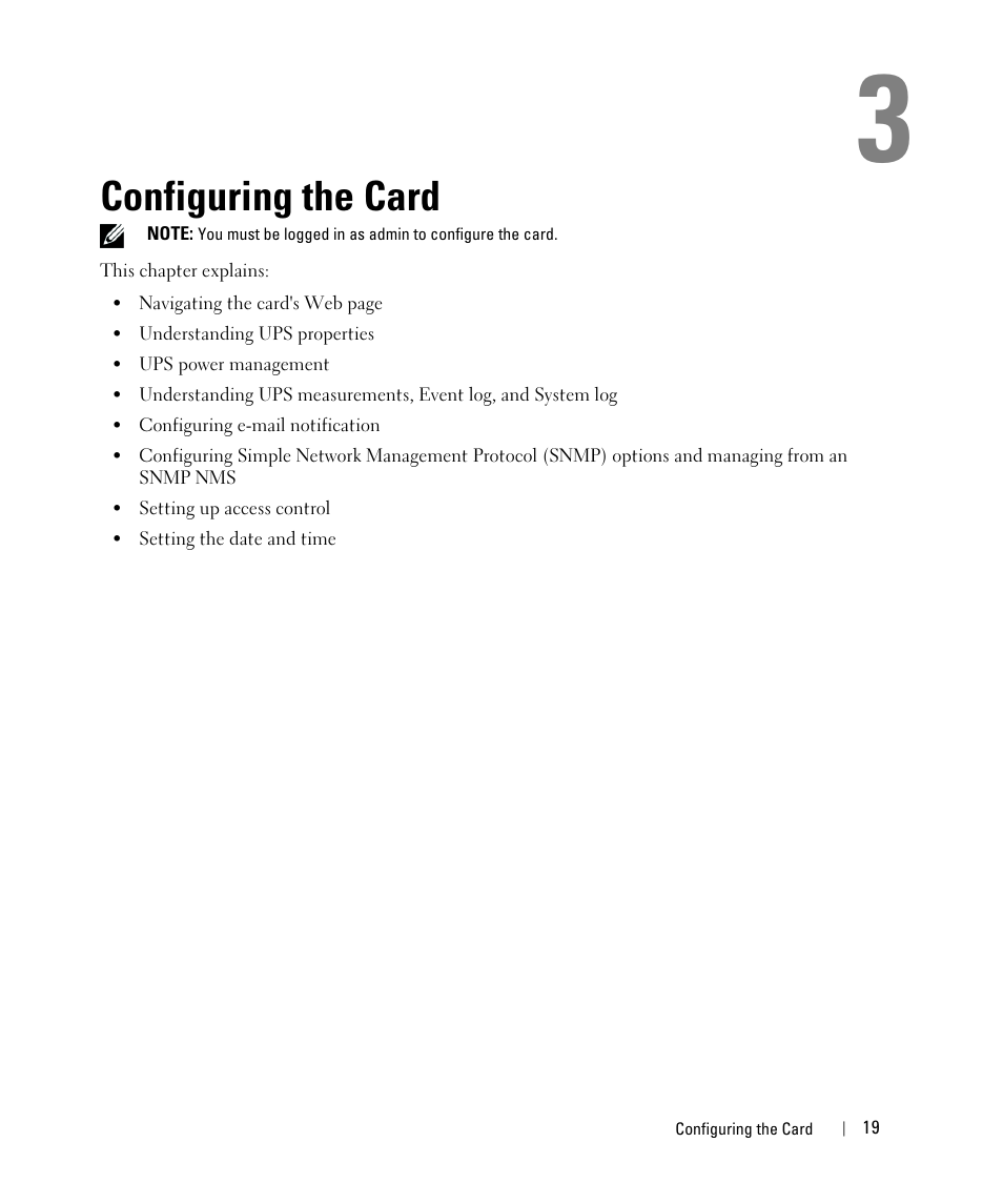 Configuring the card | Dell UPS 4200R User Manual | Page 19 / 88