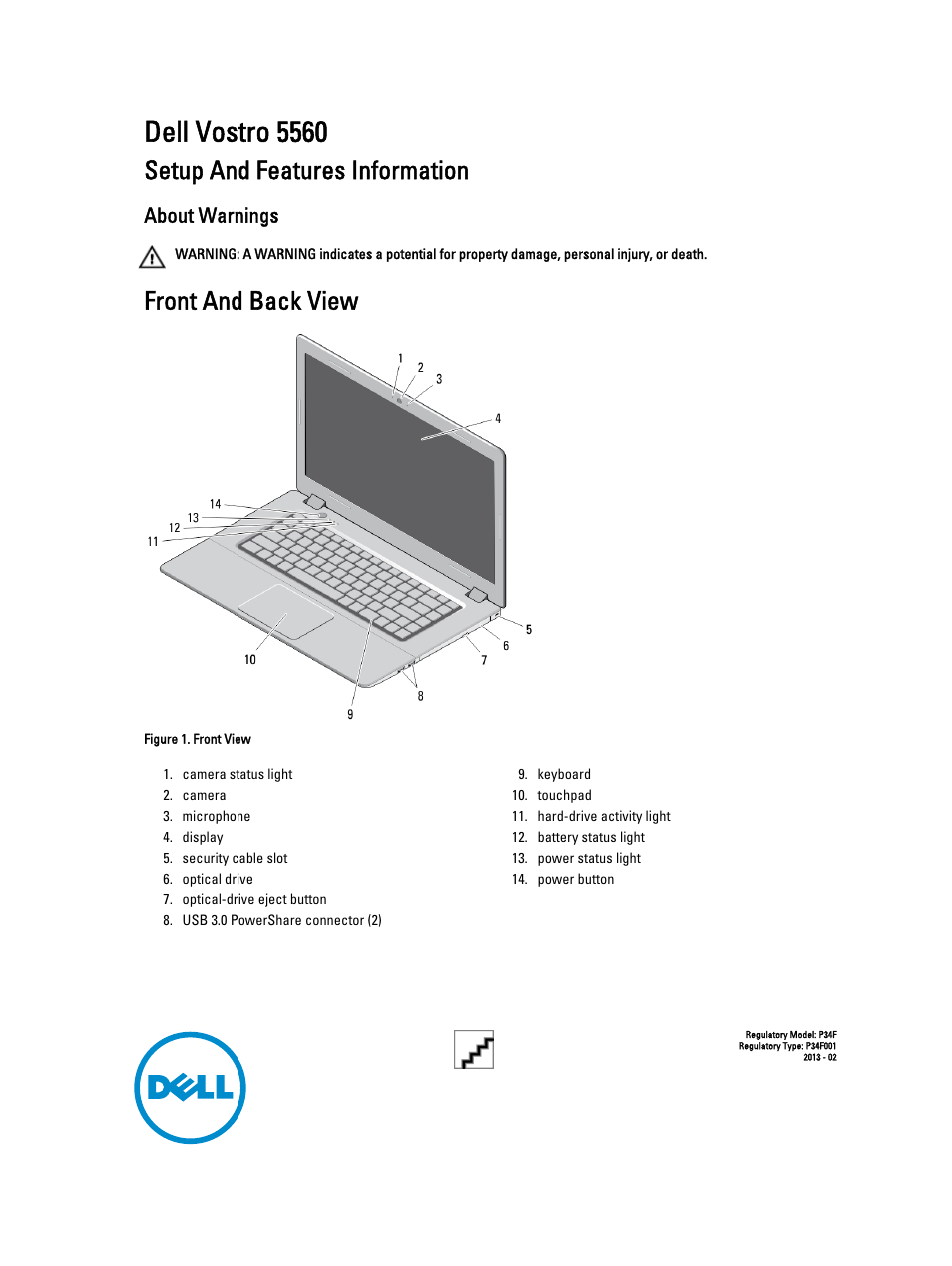 Dell Vostro 5560 (Early 2013) User Manual | 5 pages