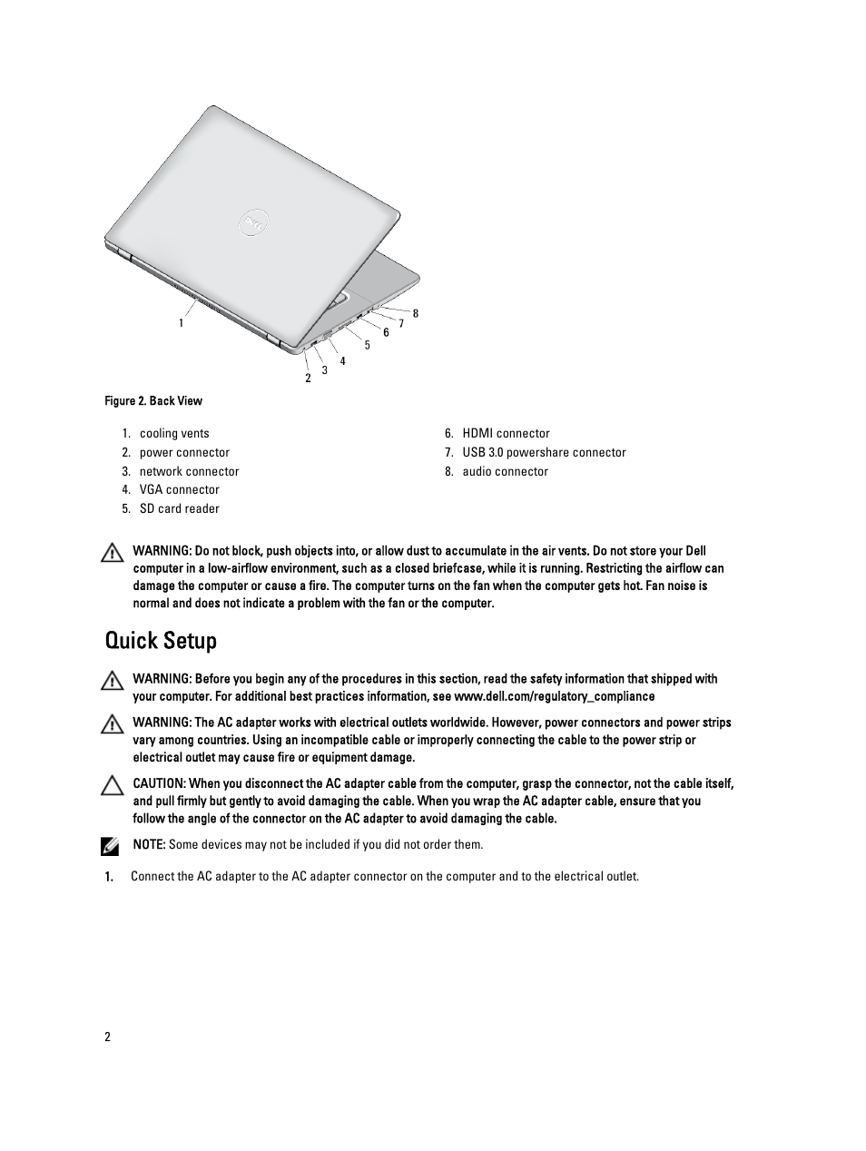 Quick setup | Dell Vostro 5560 (Early 2013) User Manual | Page 2 / 5