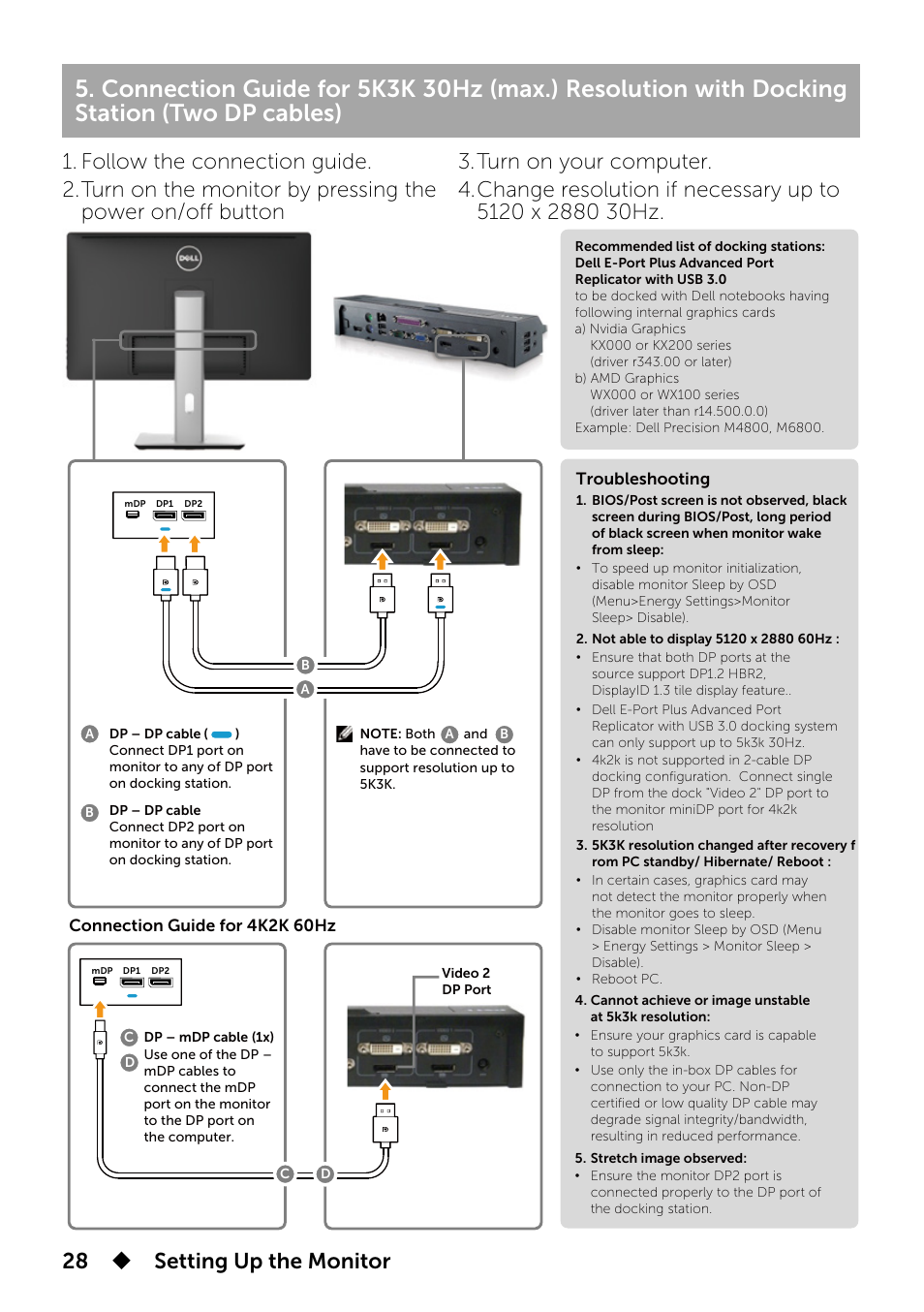 28  setting up the monitor | Dell UP2715K Monitor User Manual | Page 28 / 75