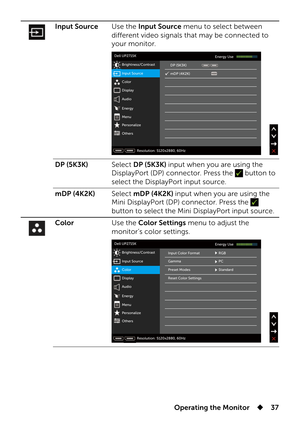 Dell UP2715K Monitor User Manual | Page 37 / 75