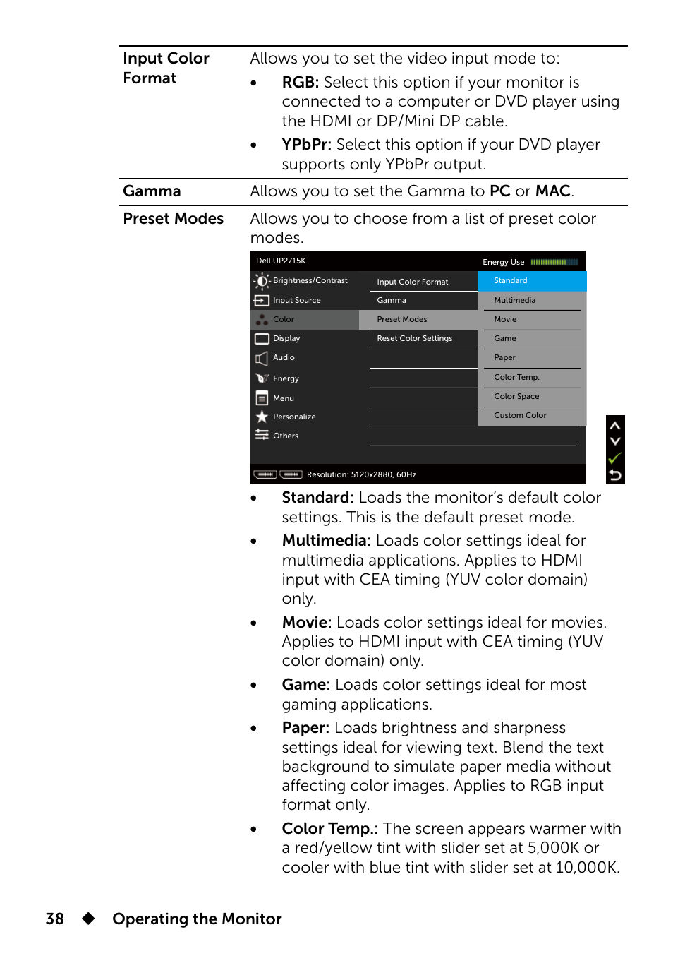 Dell UP2715K Monitor User Manual | Page 38 / 75