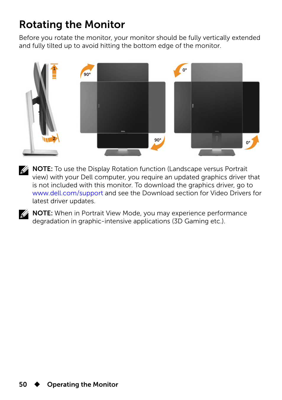 Rotating the monitor | Dell UP2715K Monitor User Manual | Page 50 / 75