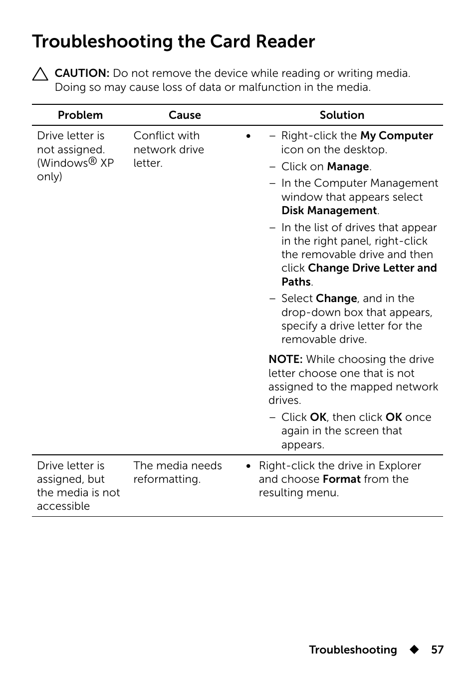 Troubleshooting the card reader | Dell UP2715K Monitor User Manual | Page 57 / 75