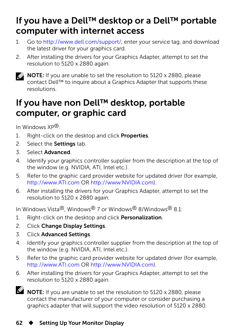 Dell UP2715K Monitor User Manual | Page 62 / 75