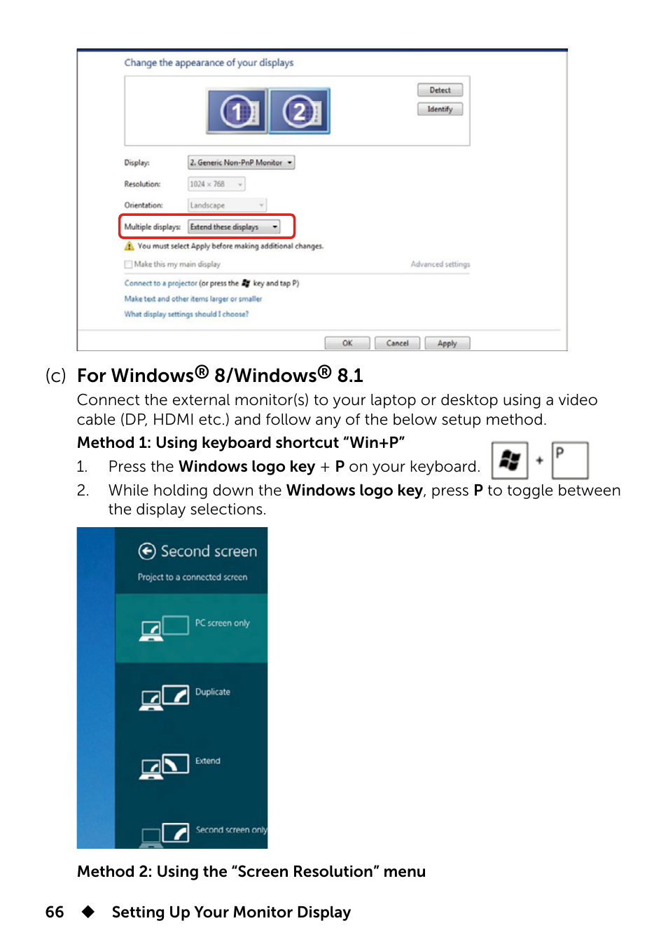 C) for windows® 8/windows® 8.1 | Dell UP2715K Monitor User Manual | Page 66 / 75