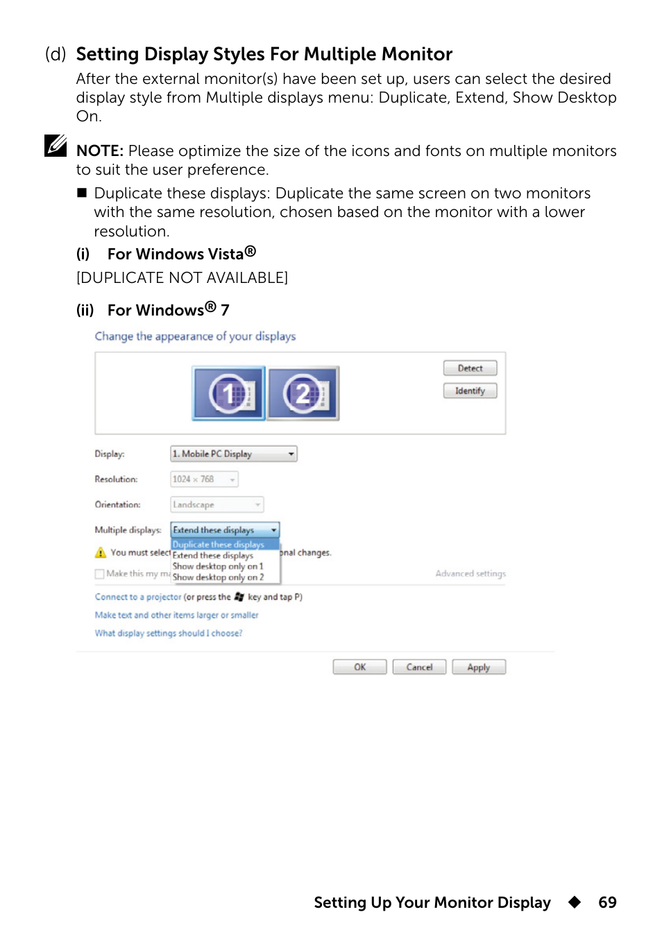 D) setting display styles for multiple monitor | Dell UP2715K Monitor User Manual | Page 69 / 75