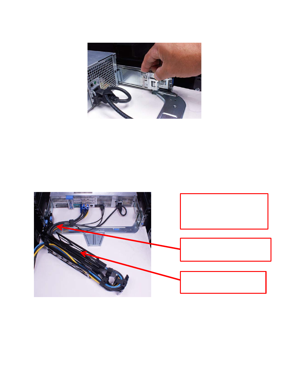 Left-side mounting instructions, Figure 4, Attaching the inner cma attachment bracket | Figure 5, Routing the cables through the cma | Dell PowerEdge Rack Enclosure 4020S User Manual | Page 6 / 11