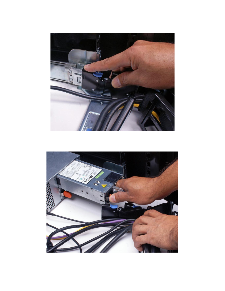 Figure 8, Disconnecting the cma attachment housings, Figure 9 | Replacing a hot swap power supply | Dell PowerEdge Rack Enclosure 4020S User Manual | Page 9 / 11