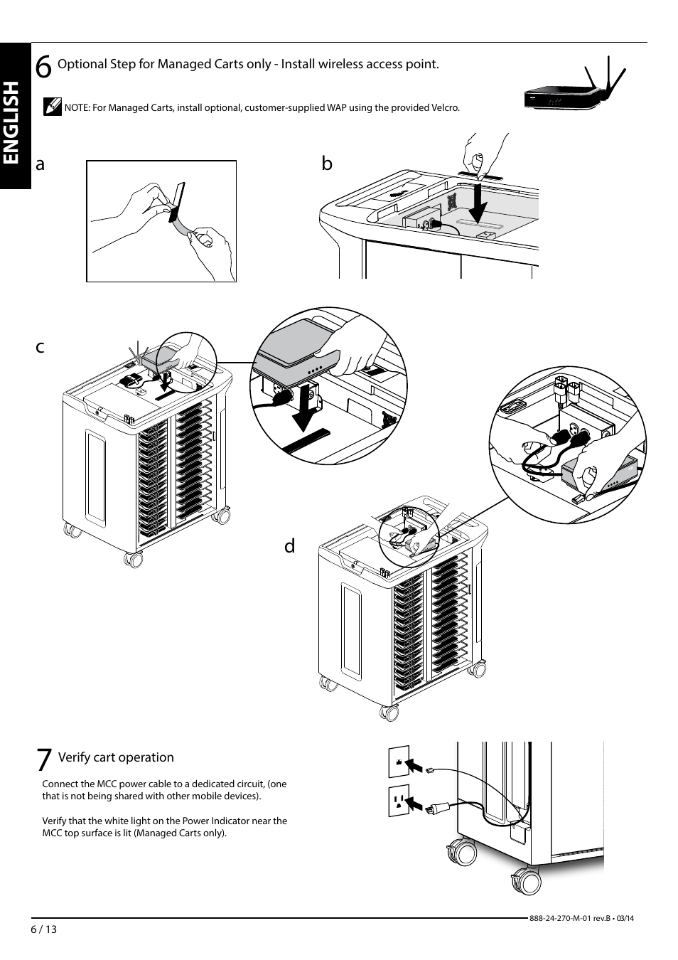 English, Ab c d, Verify cart operation | Dell Mobile Computing Cart (Managed) User Manual | Page 6 / 13