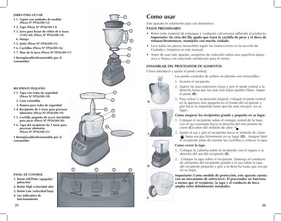 Como usar | Black & Decker FP2650S User Manual | Page 14 / 37