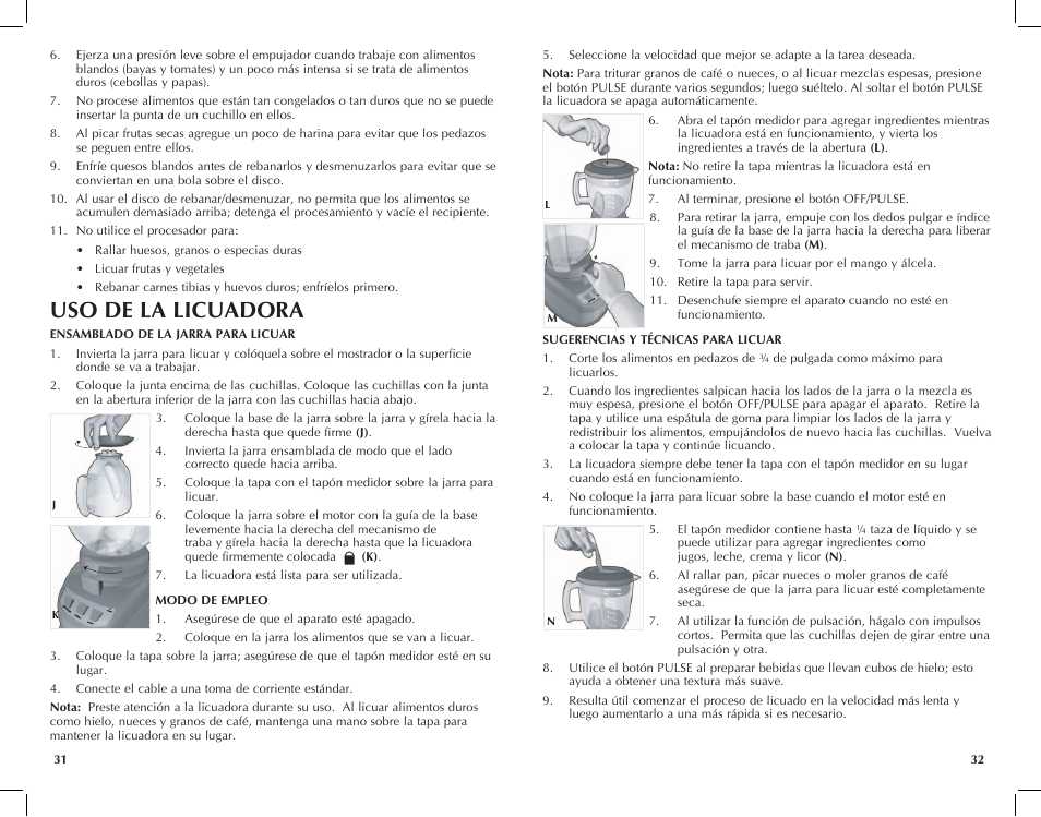 Uso de la licuadora | Black & Decker FP2650S User Manual | Page 17 / 37
