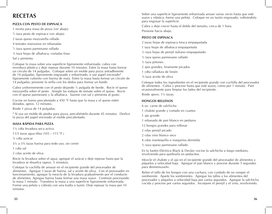 Recetas | Black & Decker FP2650S User Manual | Page 19 / 37