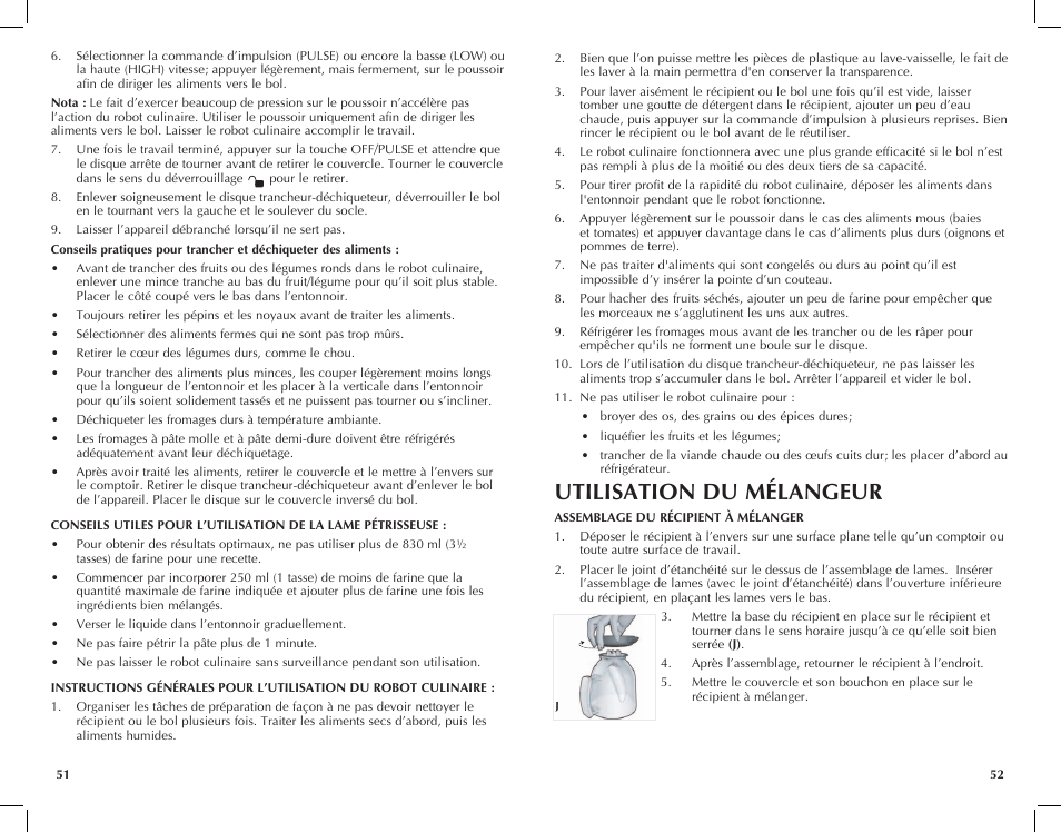 Utilisation du mélangeur | Black & Decker FP2650S User Manual | Page 27 / 37