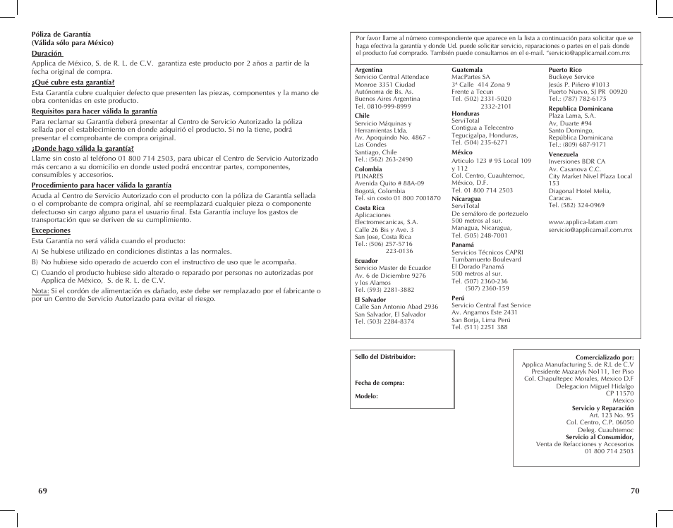 Black & Decker FP2650S User Manual | Page 36 / 37