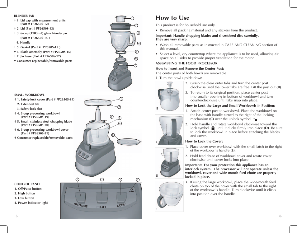 How to use | Black & Decker FP2650S User Manual | Page 4 / 37