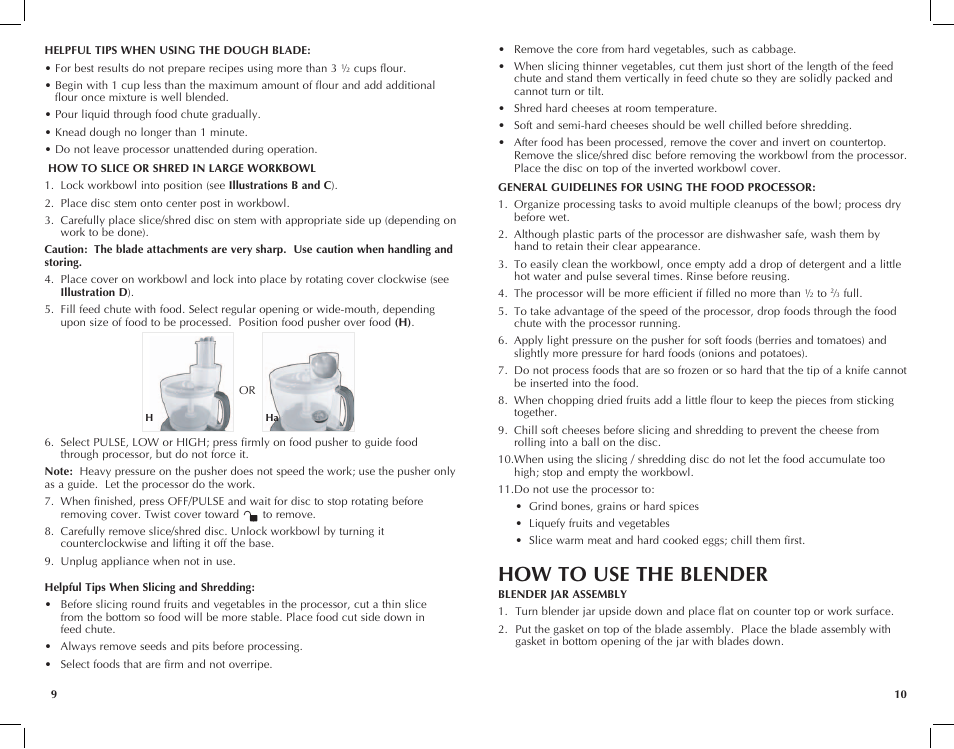 How to use the blender | Black & Decker FP2650S User Manual | Page 6 / 37
