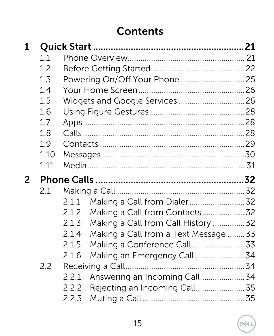 Dell XCD35 Smartphone User Manual | Page 15 / 96